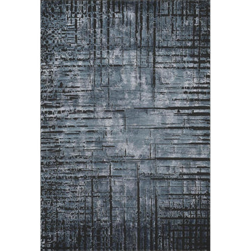 Belgravia Nexus BLG03 Modern Abstract Distressed Grid Metallic Shimmer Soft Textured Hi-Lo Polyblend Short Pile Deep Navy/Steel Blue/Slate Grey/Black/Silver/Sky Rug-Desire Rugs-Rug Love - The Most Loved Rug Store